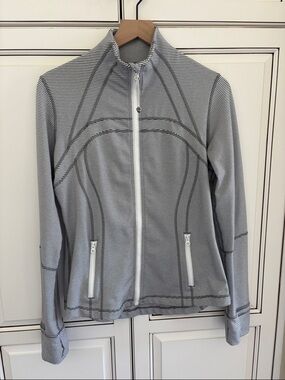 Rare Lululemon Define Full Zip Performance Jacket Gray White Striped Women’s 10